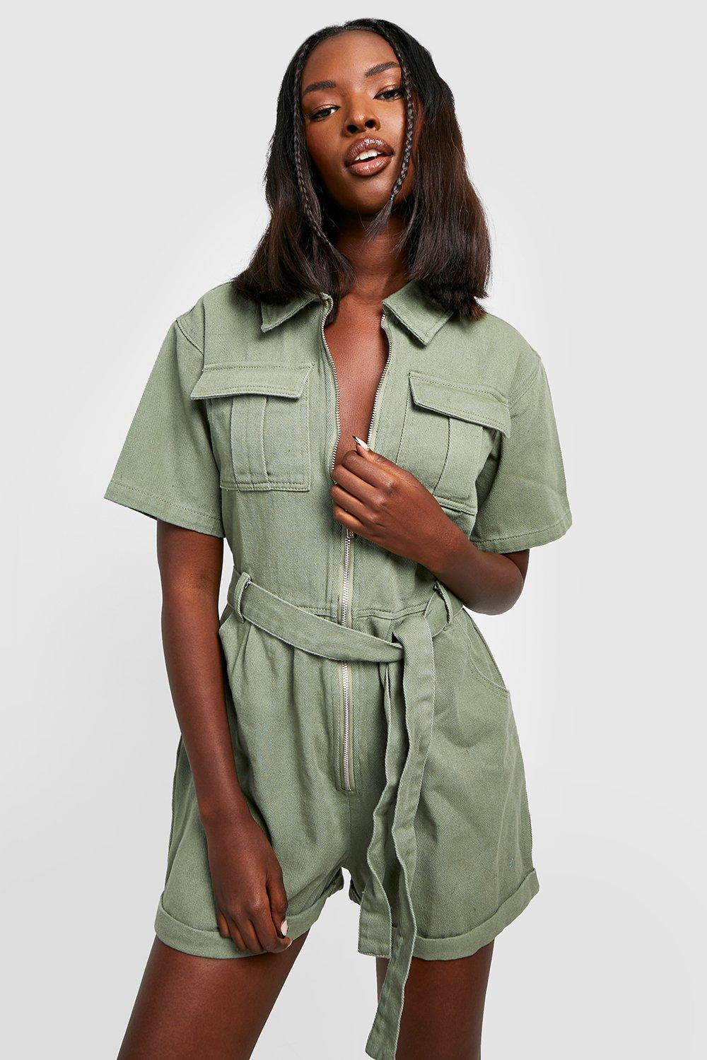 Beige cargo playsuit online