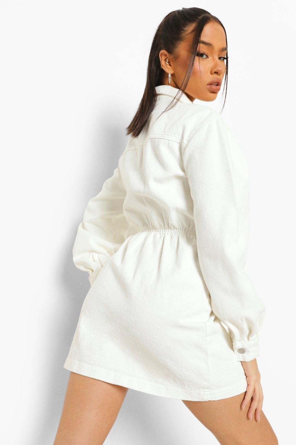 Boohoo white shirt on sale dress