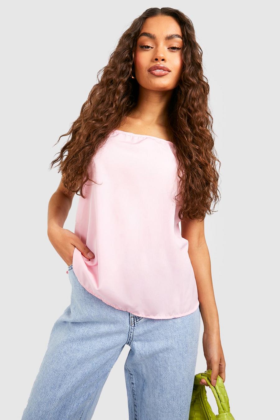 Pink Woven Square Neck Cami Top