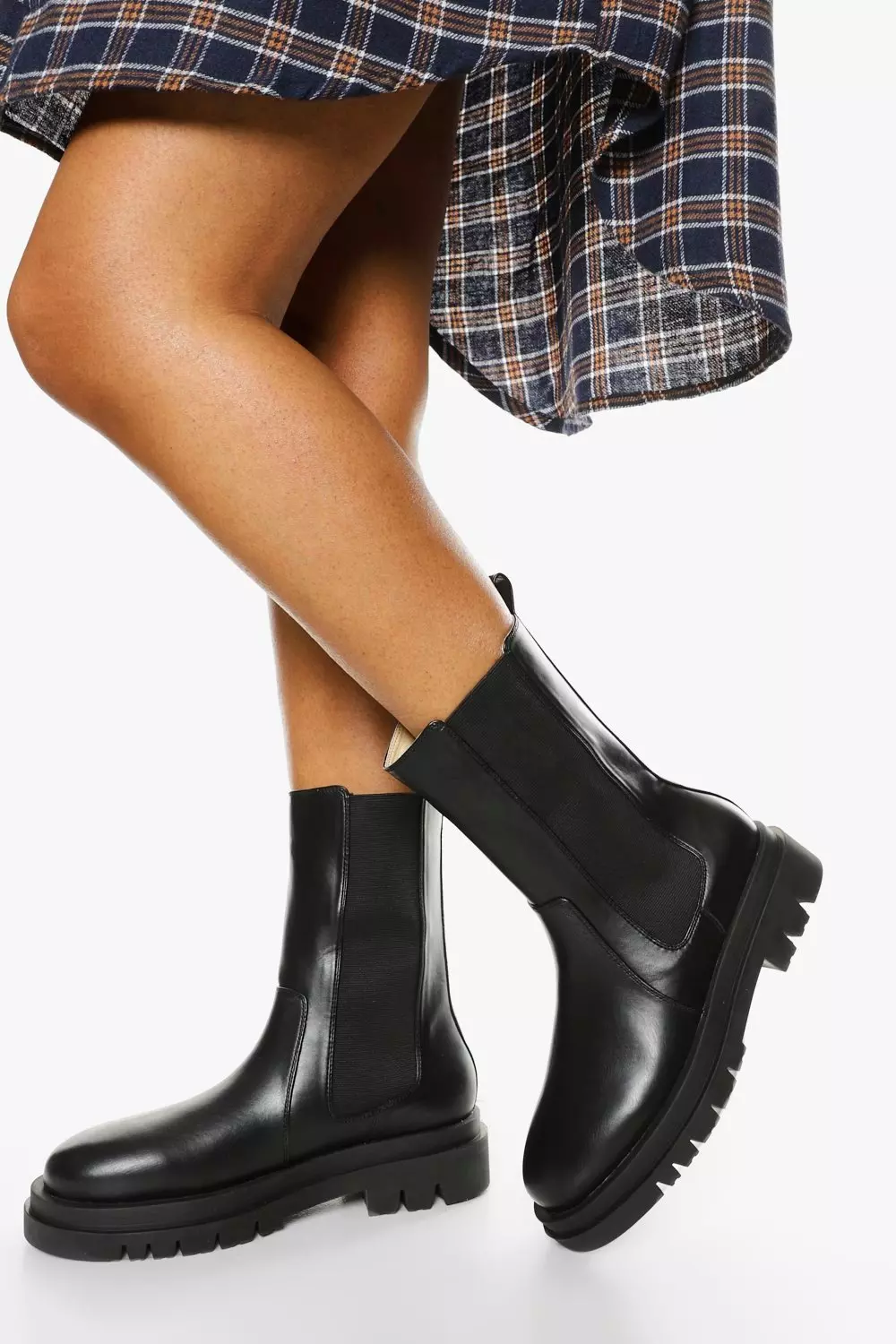 høj Sightseeing ansvar Wide Fit Calf High Chunky Sole Chelsea Boot | boohoo