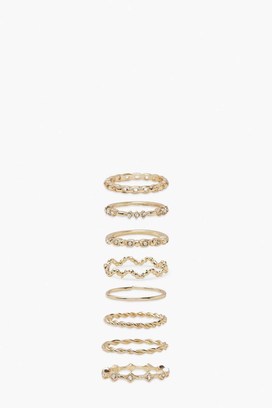 Gold Twist Wave Ring Pack