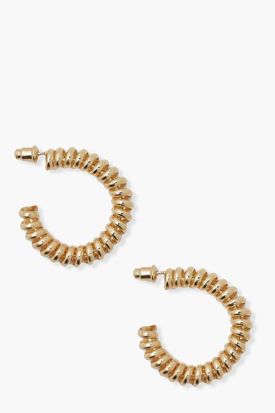 Gold Ridged Chunky Hoops image number 1