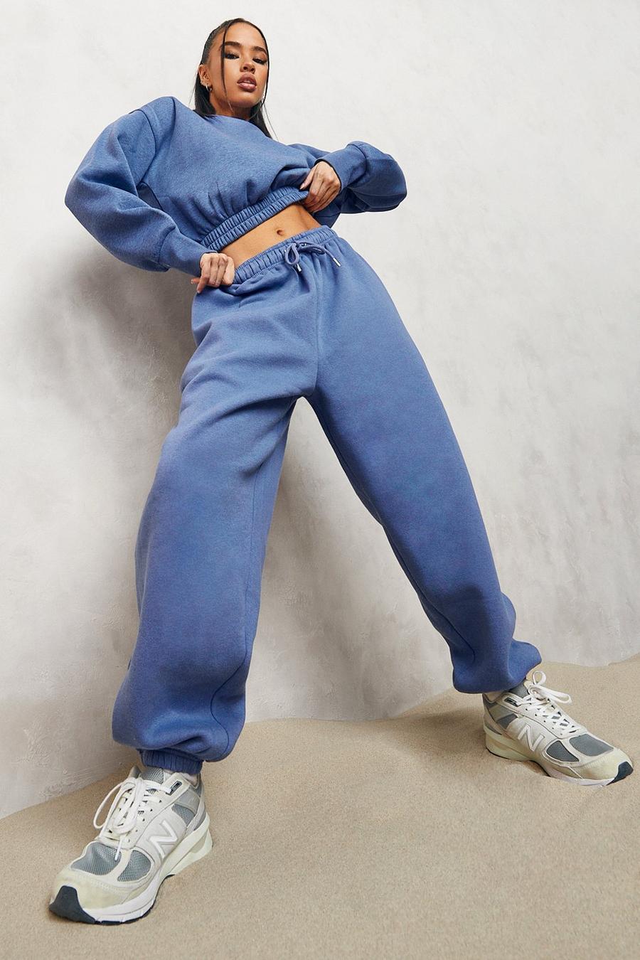 Pantaloni tuta oversize basic sovratinti, Azzurro image number 1