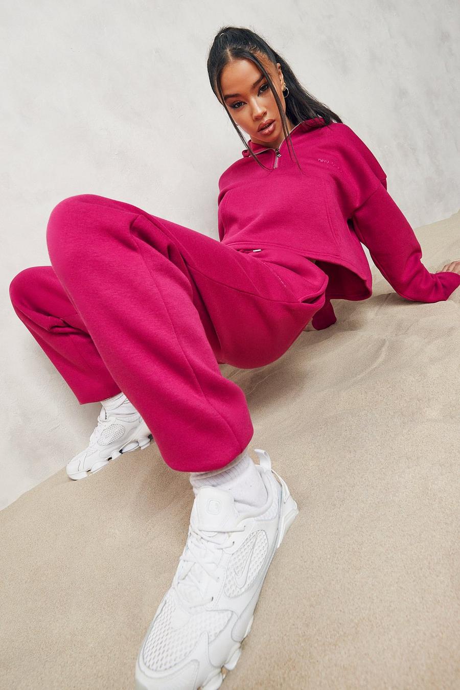 Pink Official Half Zip Cropped Tracksuit image number 1