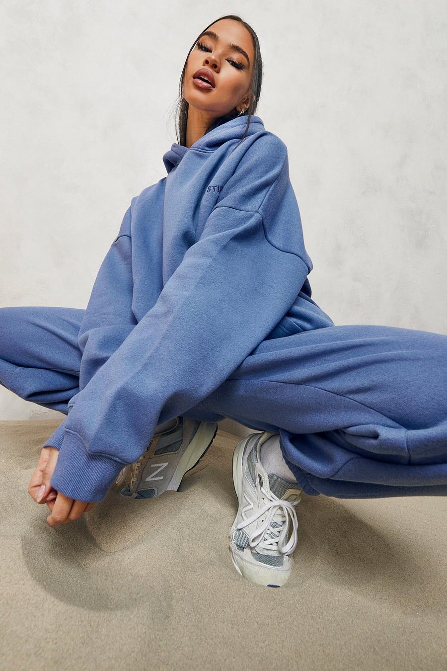 Blue Overdyed Oversized Official Hooded Tracksuit image number 1