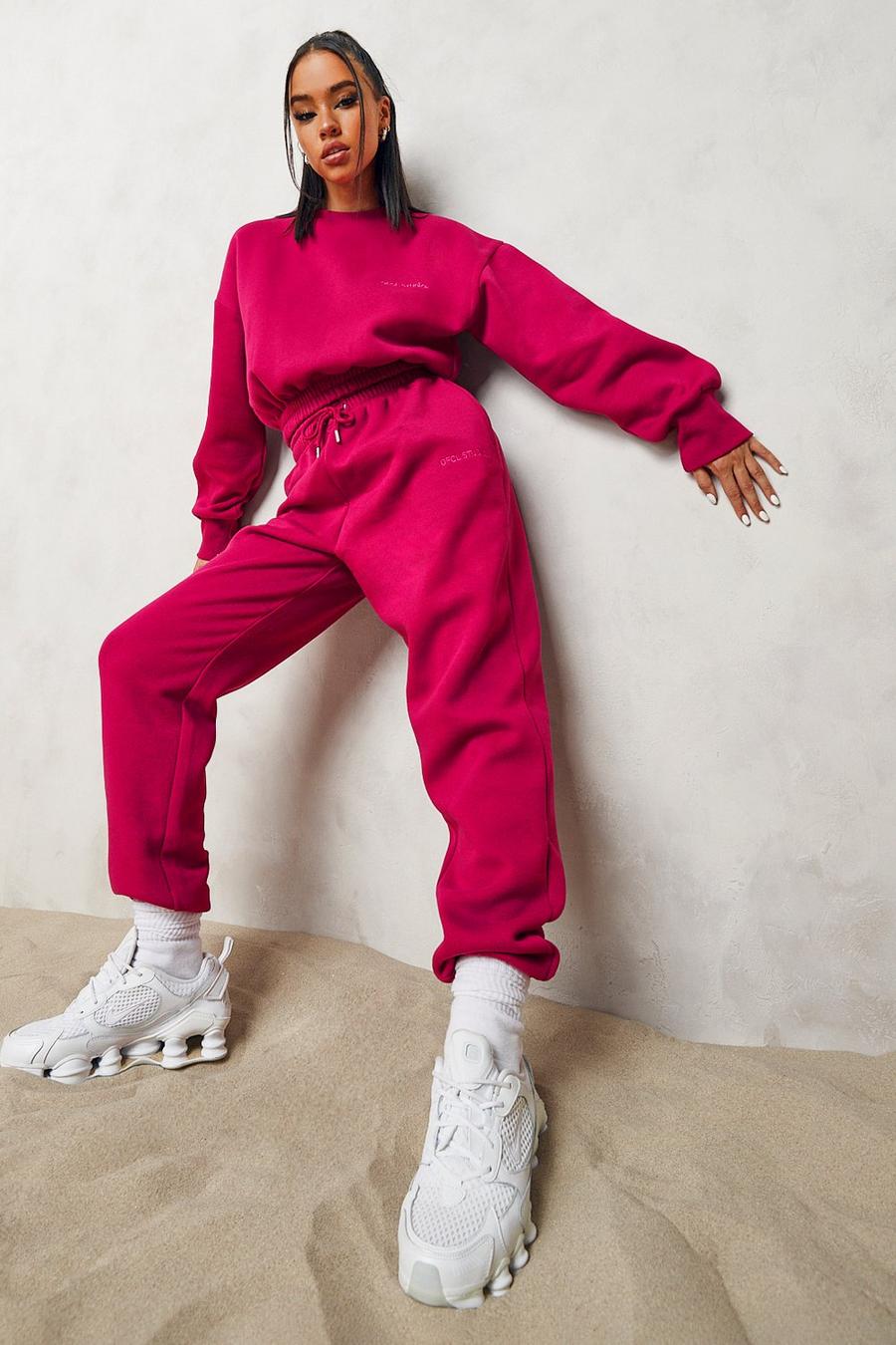Pink Official Cropped Sweater Tracksuit image number 1