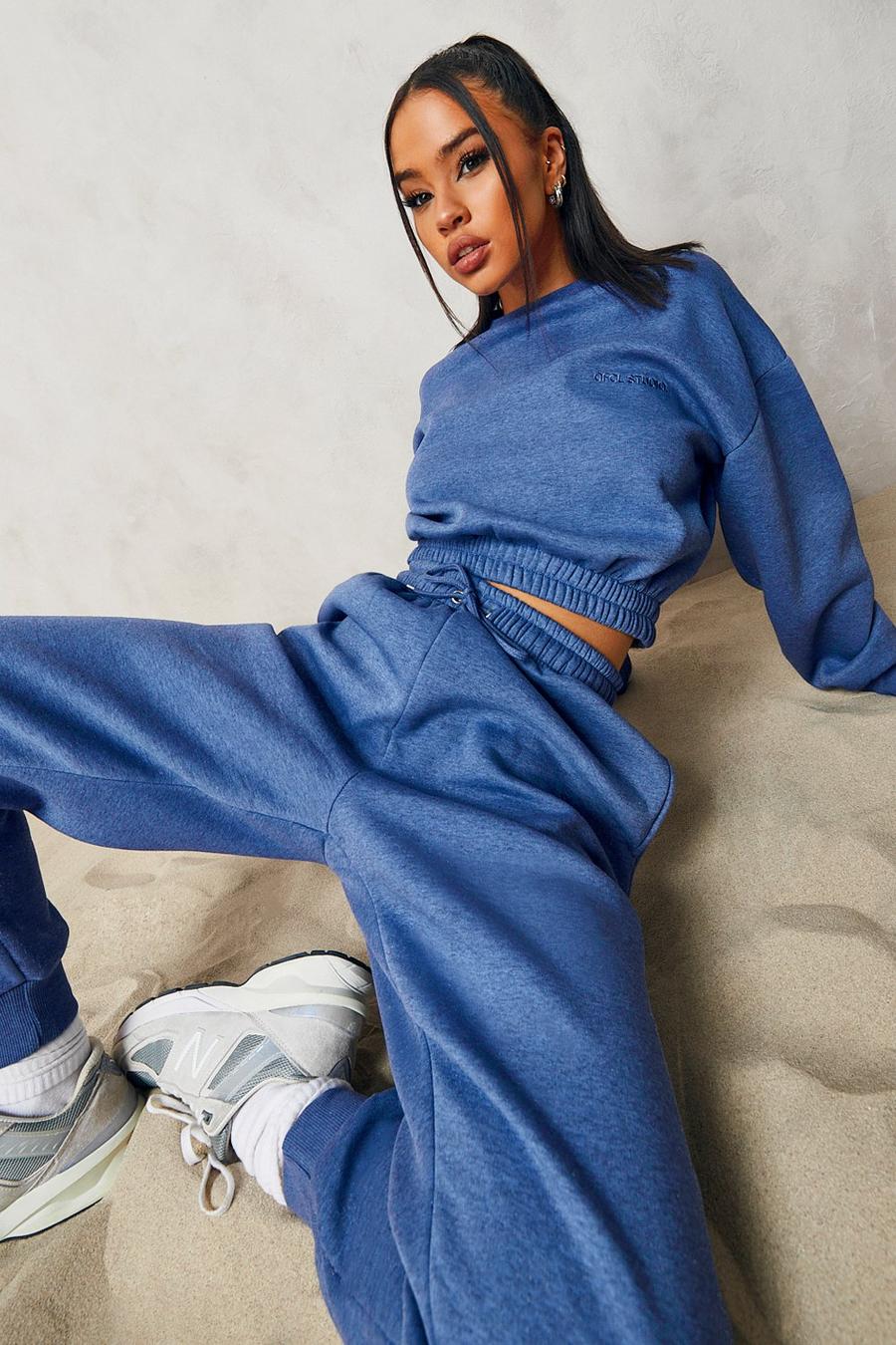 Blue Overdyed Official Cropped Sweater Tracksuit image number 1