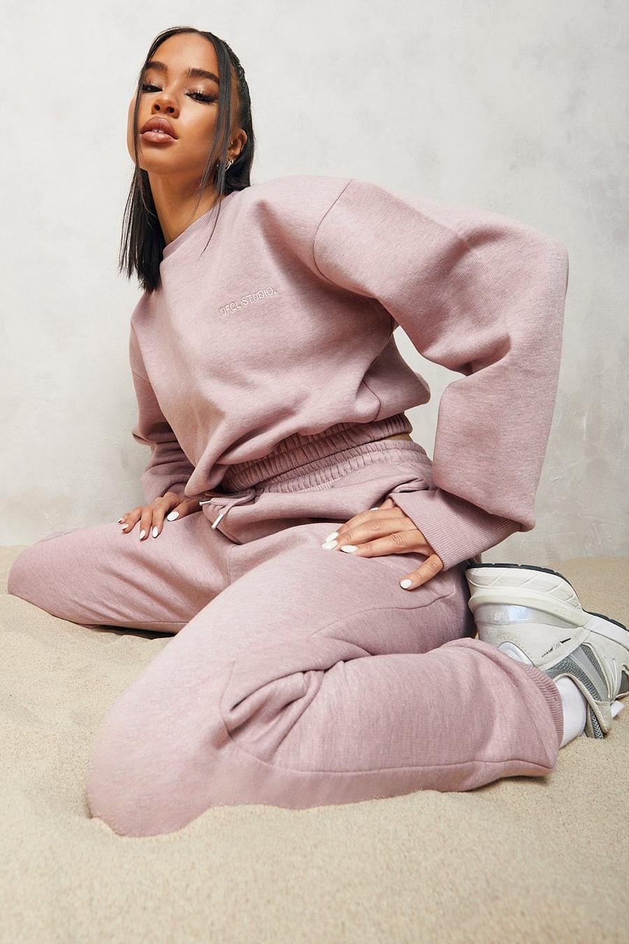 Dusky pink Overdyed Official Cropped Sweater Tracksuit image number 1