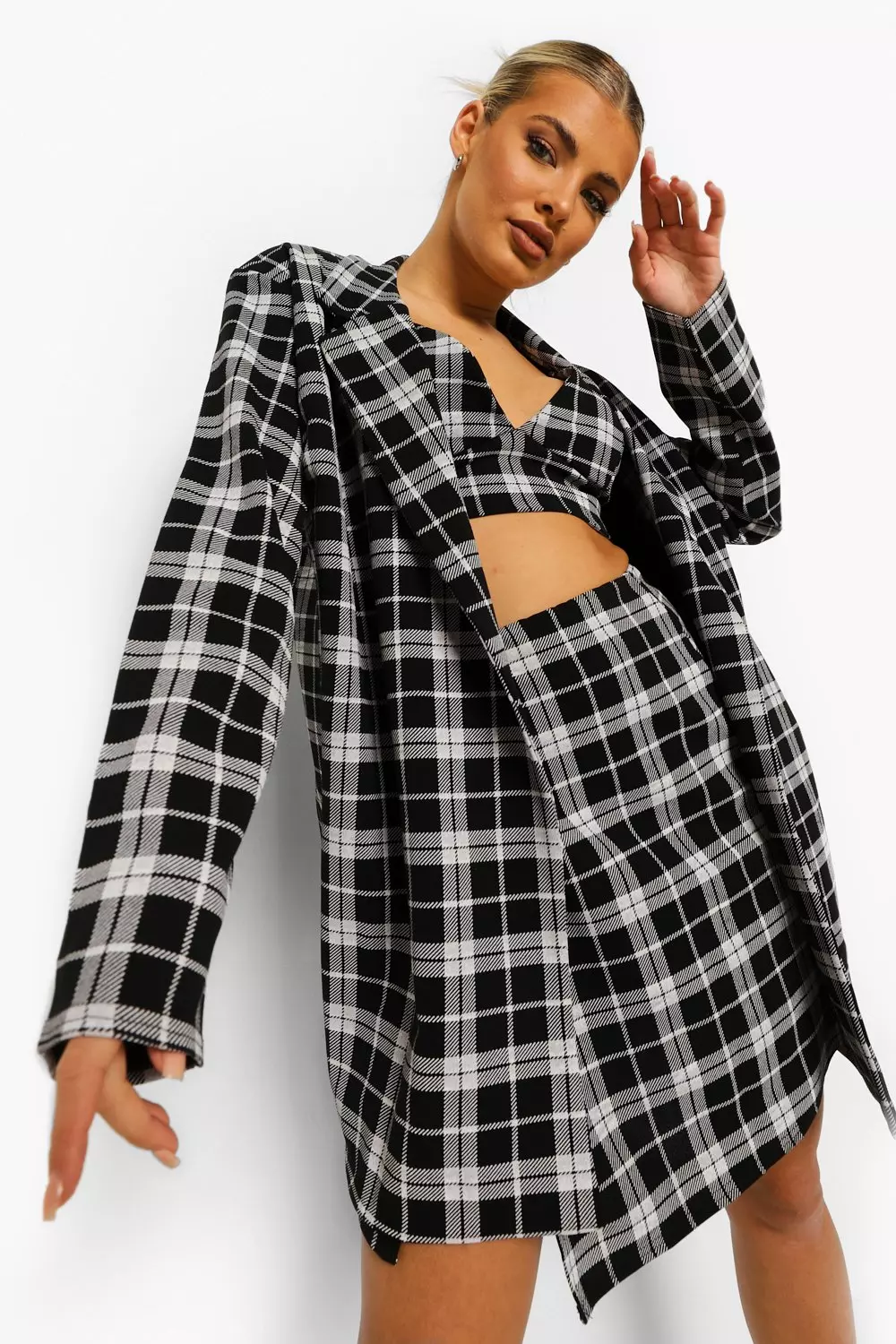 Plaid jacket clearance and skirt set