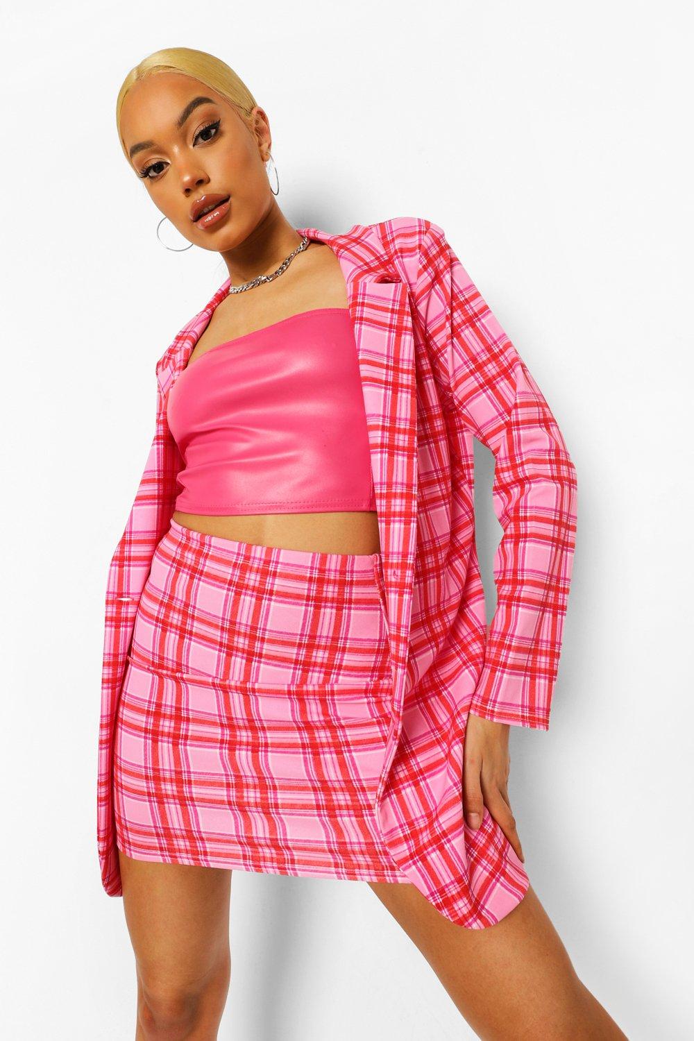 Pink plaid hotsell skirt plt