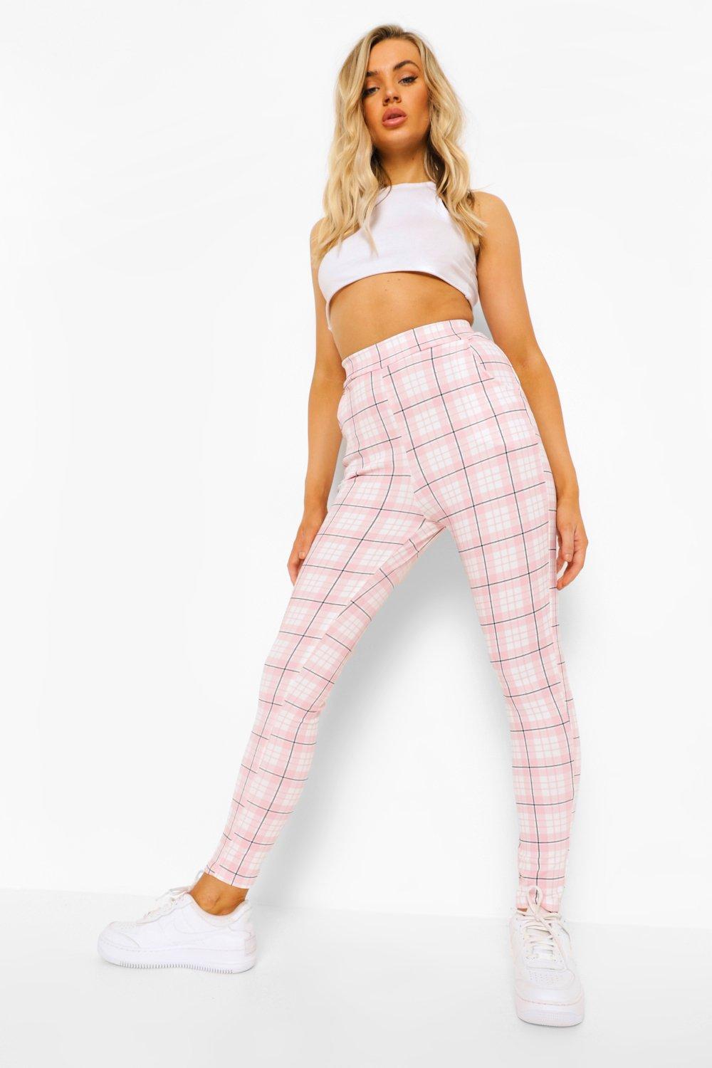 Womens checked skinny clearance trousers