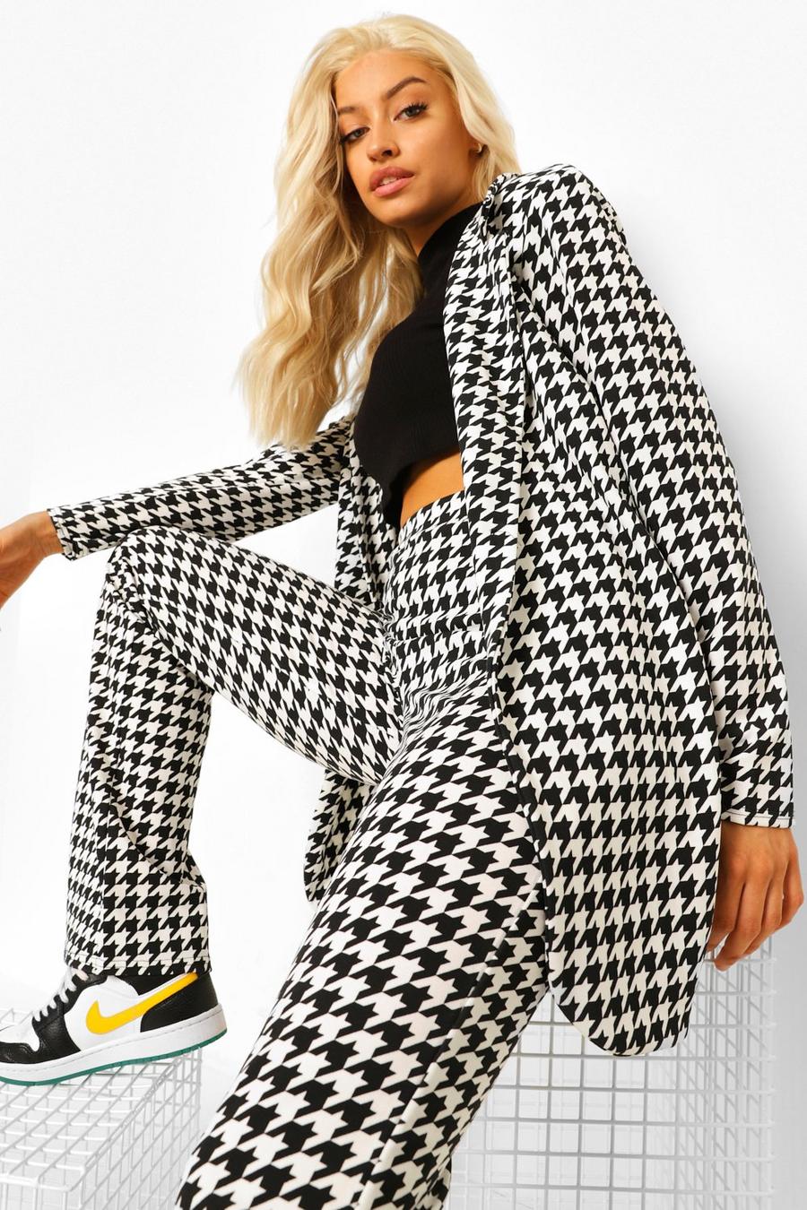 Black noir Dogtooth Check Fitted Blazer