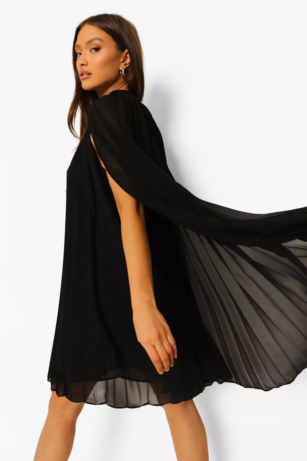 Black chiffon cheap swing dress