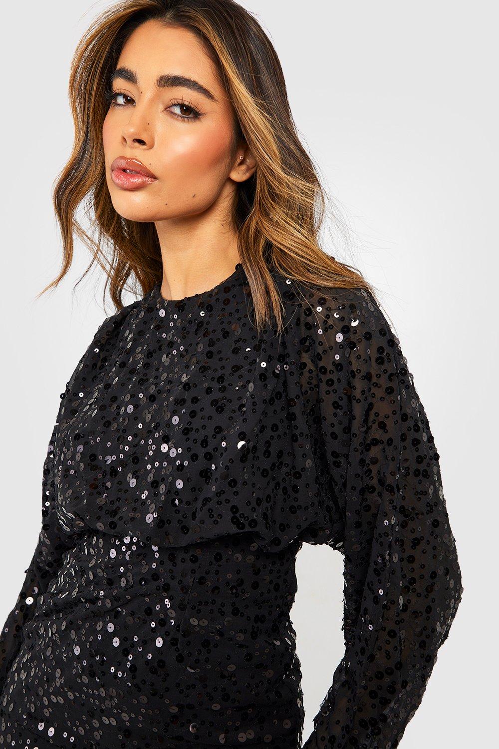 Sequin Batwing Midi Dress