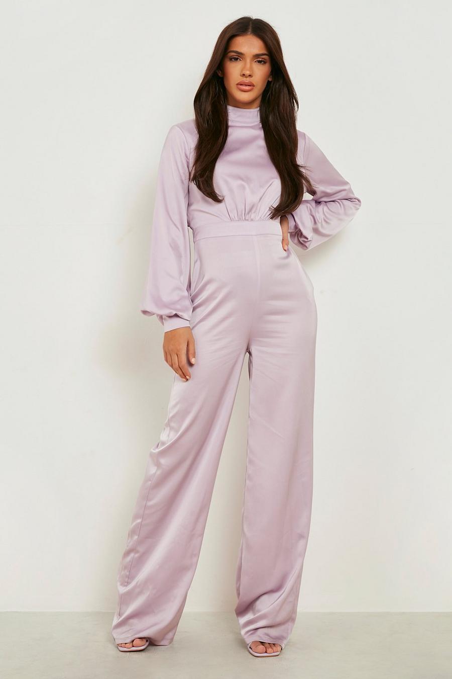 Lilac High Neck Balloon Sleeve Jumpsuit image number 1