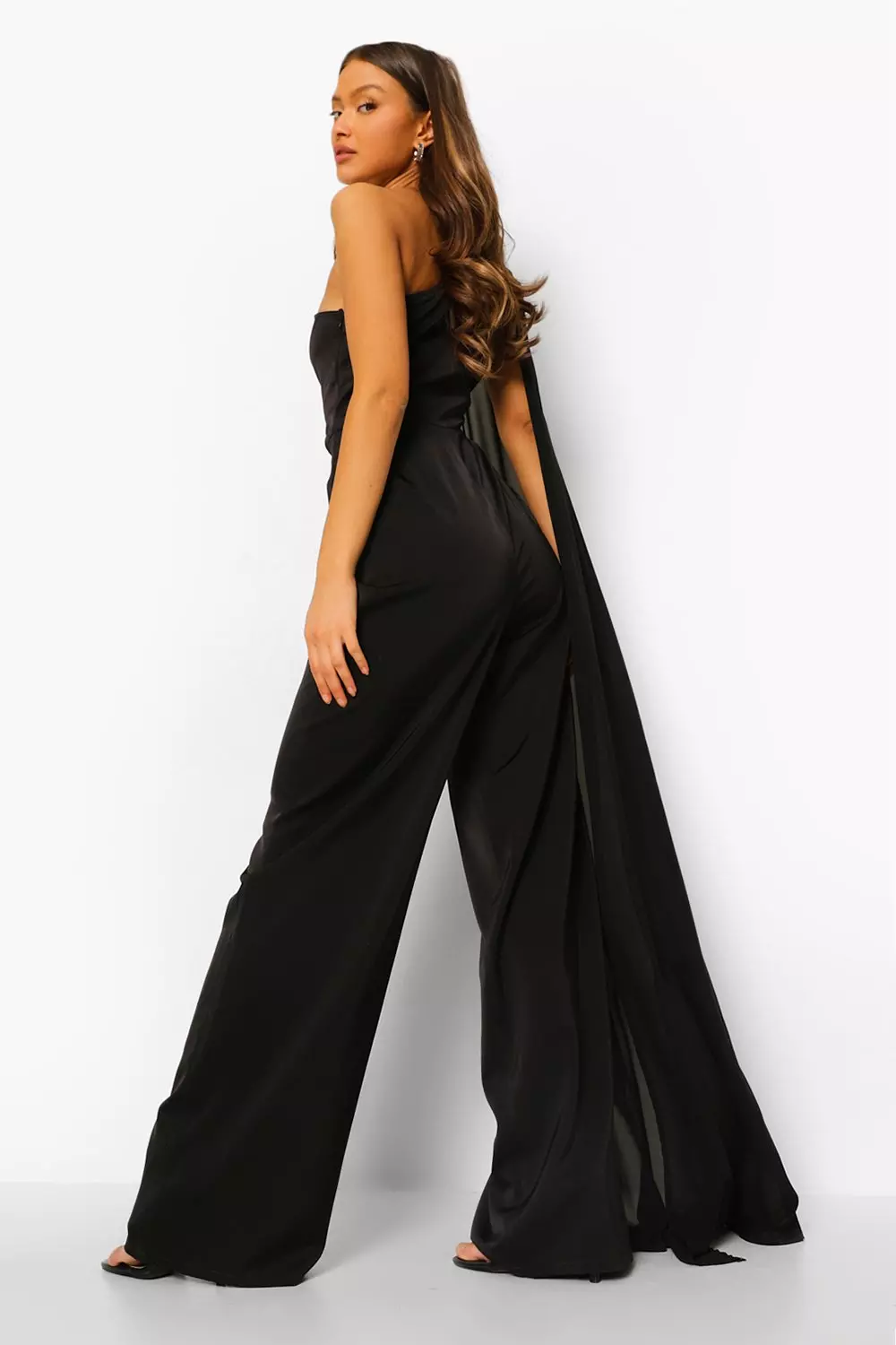 One shoulder cheap cape jumpsuit