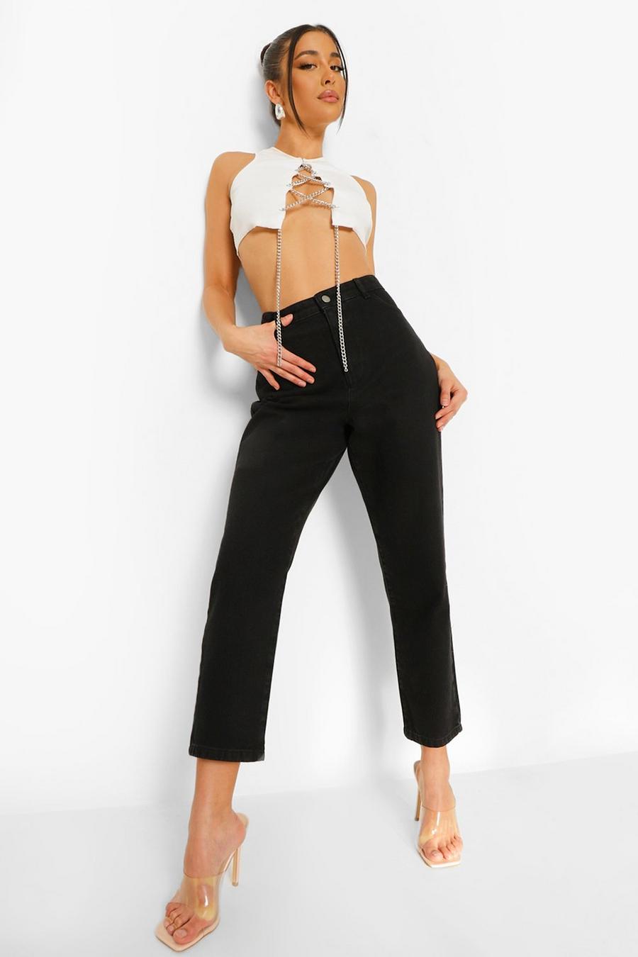 Black Rigid Straight Leg Jeans image number 1