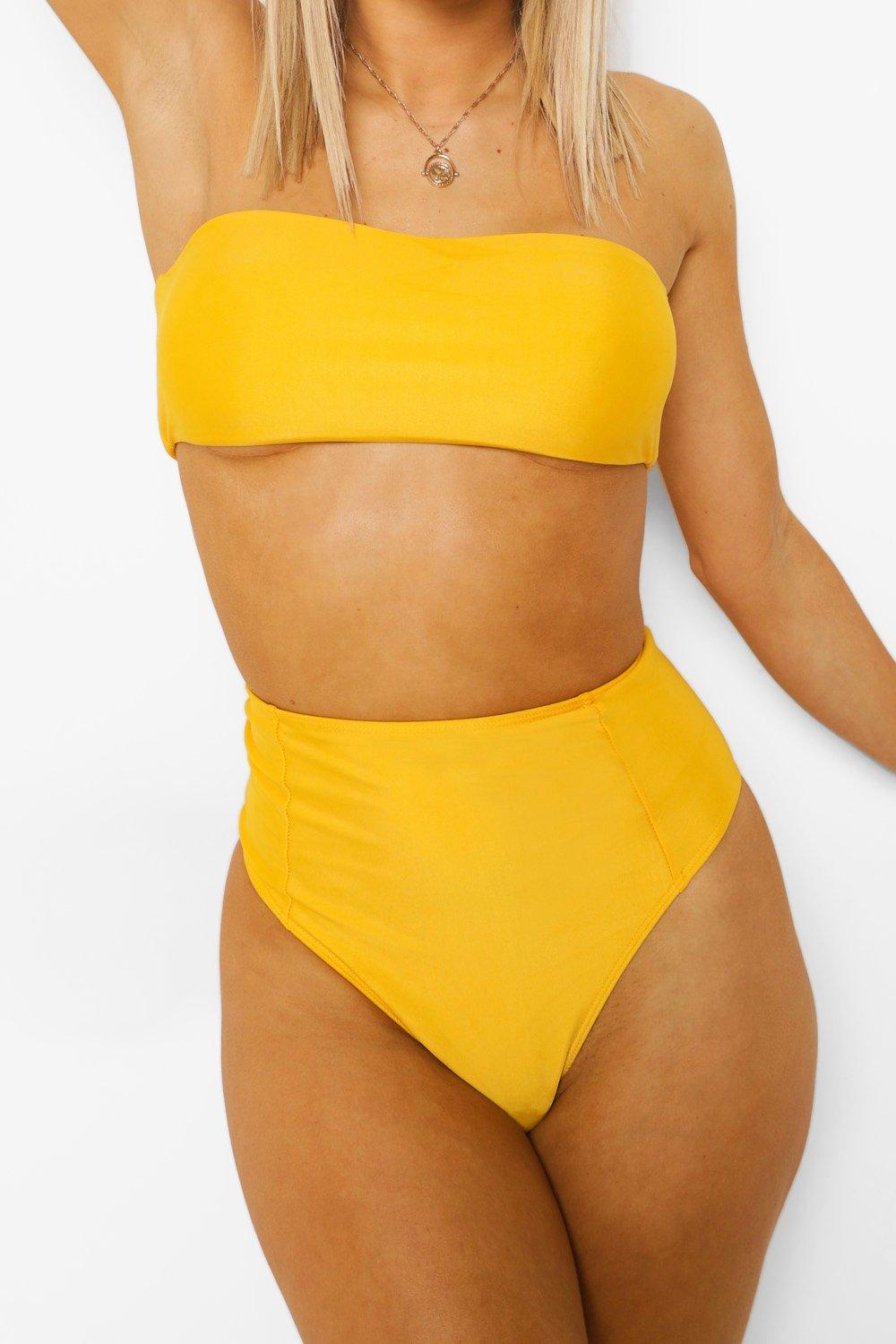 Maillot de bain outlet jaune taille haute