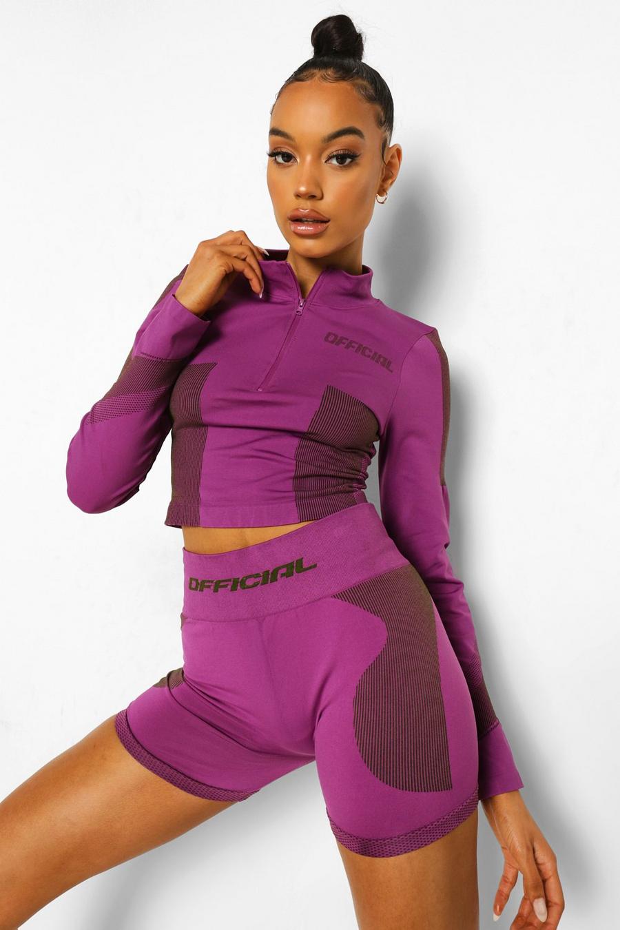 Purple Ofcl Seamfree Contour Biker Shorts image number 1