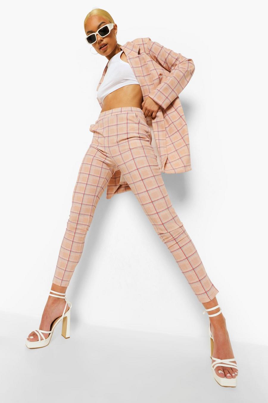 Sand Mini Dogtooth Skinny Trousers image number 1