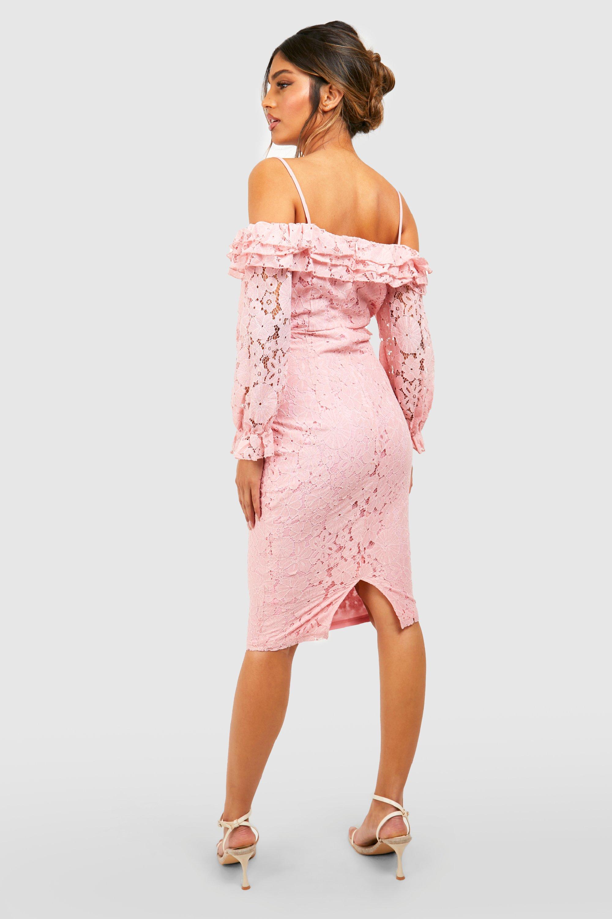 Lace midi bridesmaid dresses store
