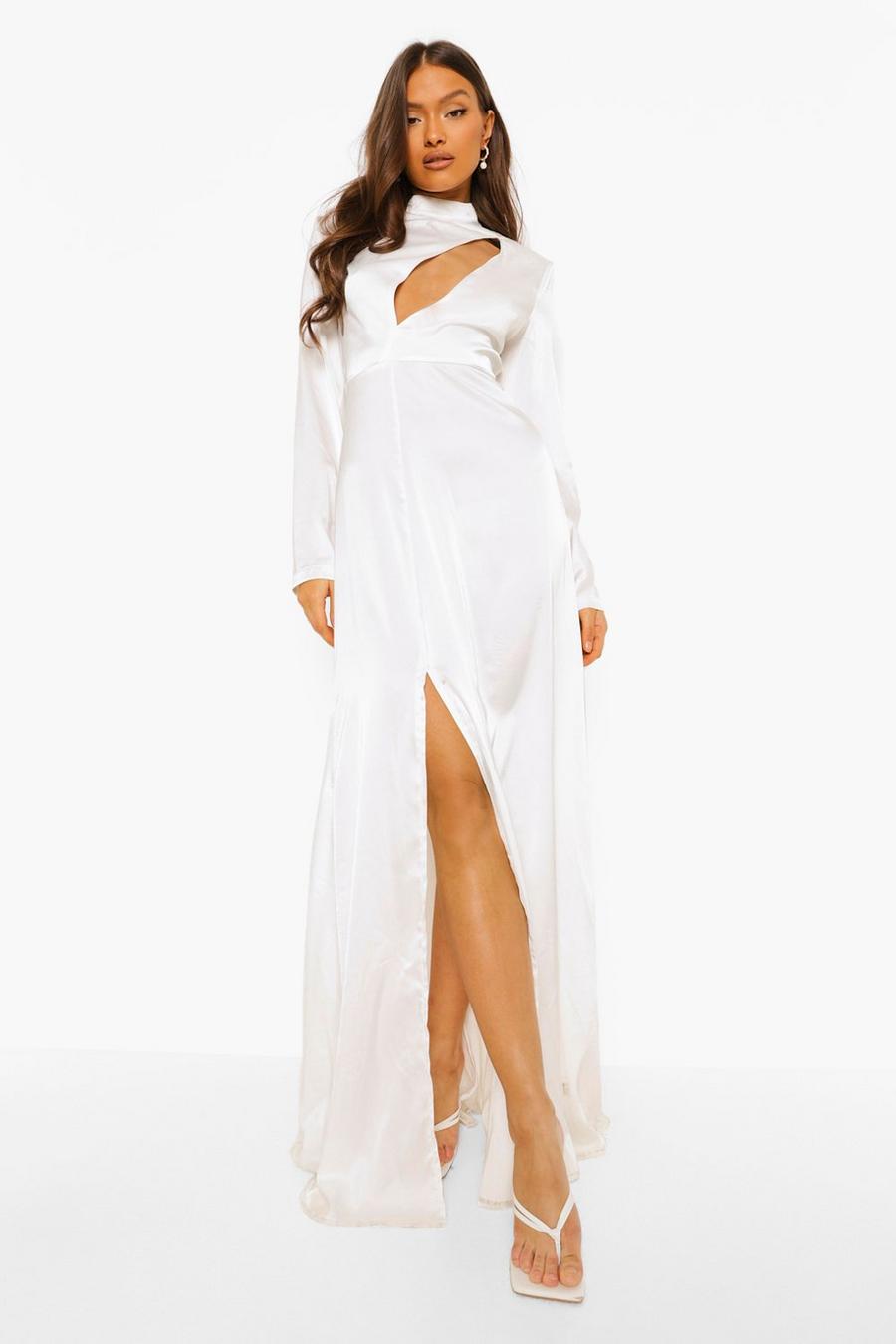 White Cut Out Extreme Split Maxi Dress image number 1