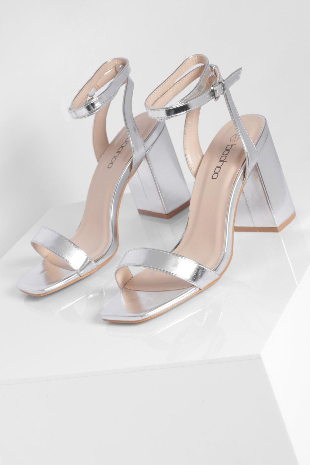 Silver heels 2025 block heel