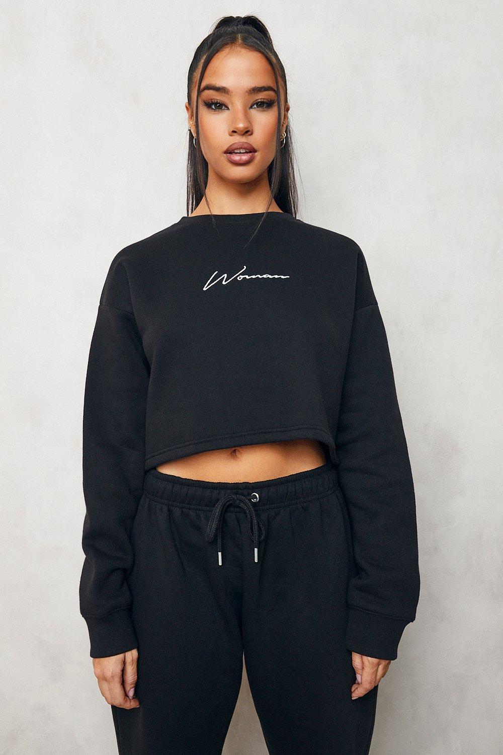 Boohoo cropped sweatshirt sale