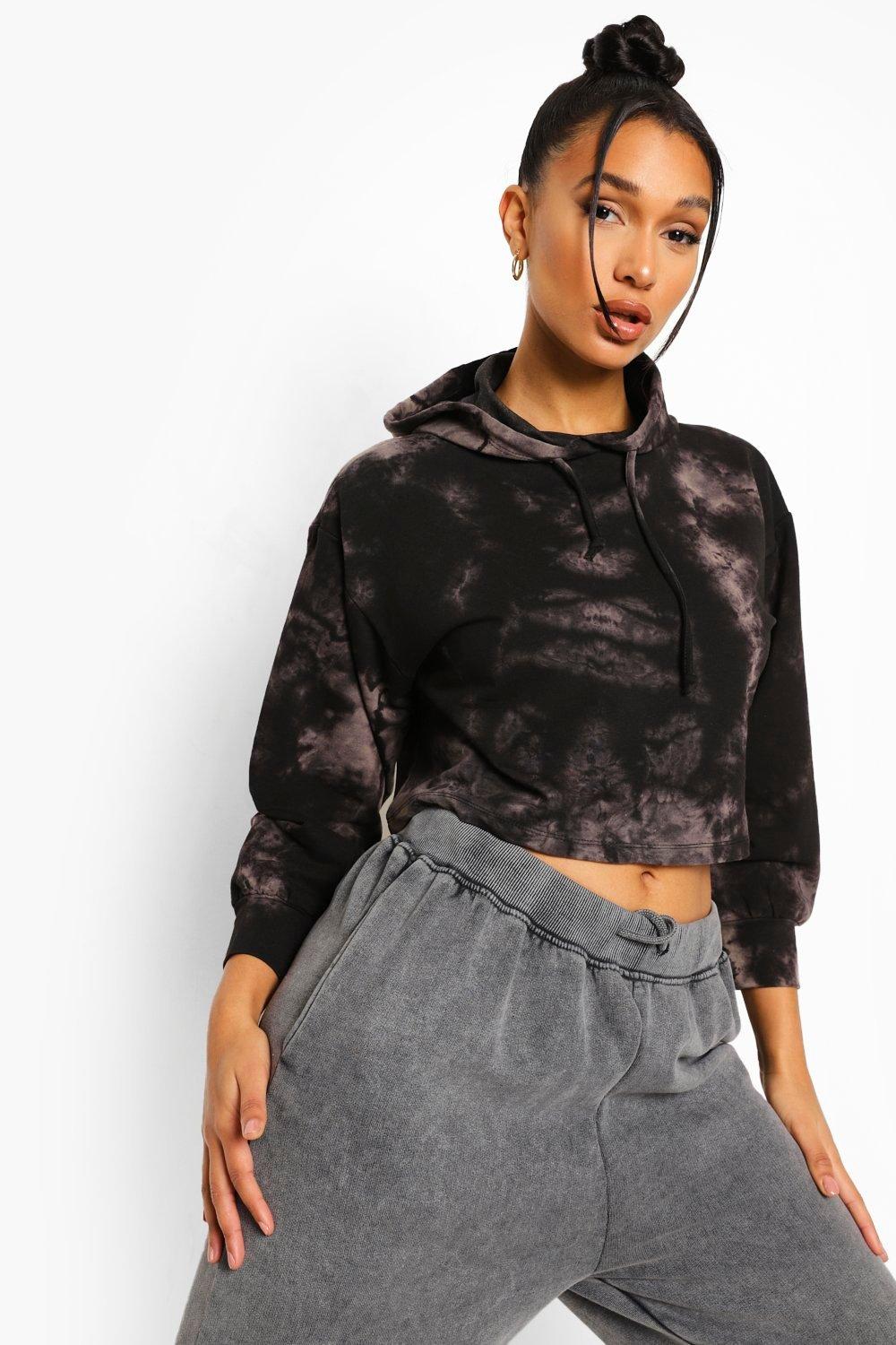 Tie Dye Cropped Hoodie boohoo