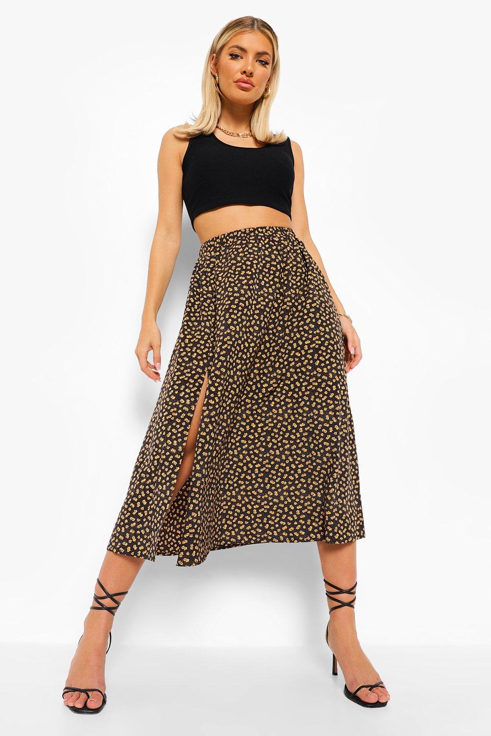 Boohoo floral midi skirt best sale