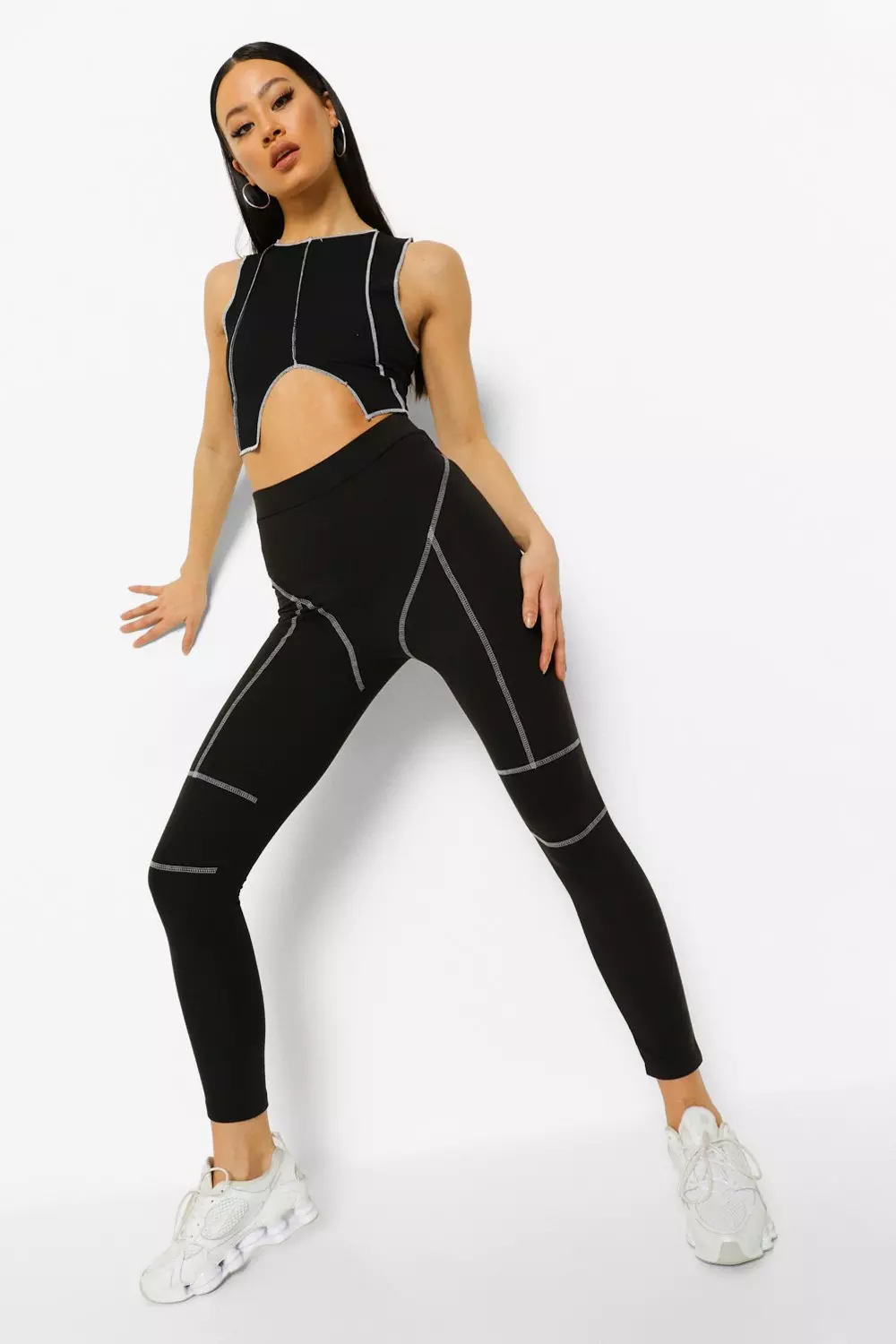 Contrast shop stitch leggings