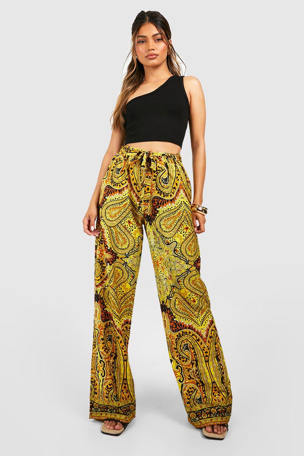 Girls Pant - Floral Printed Mustard Trouser