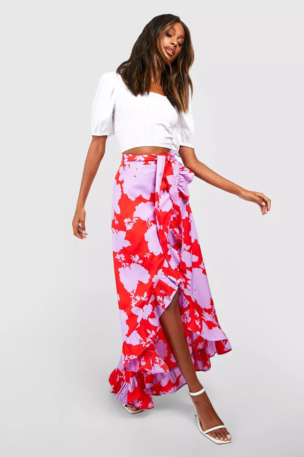 Frill wrap 2025 maxi skirt