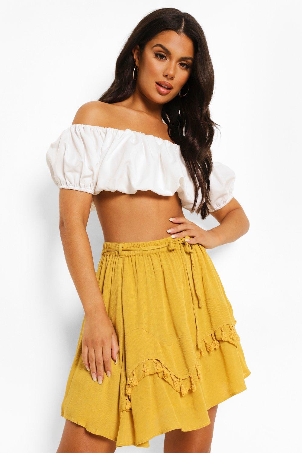 Mustard shop skirt boohoo