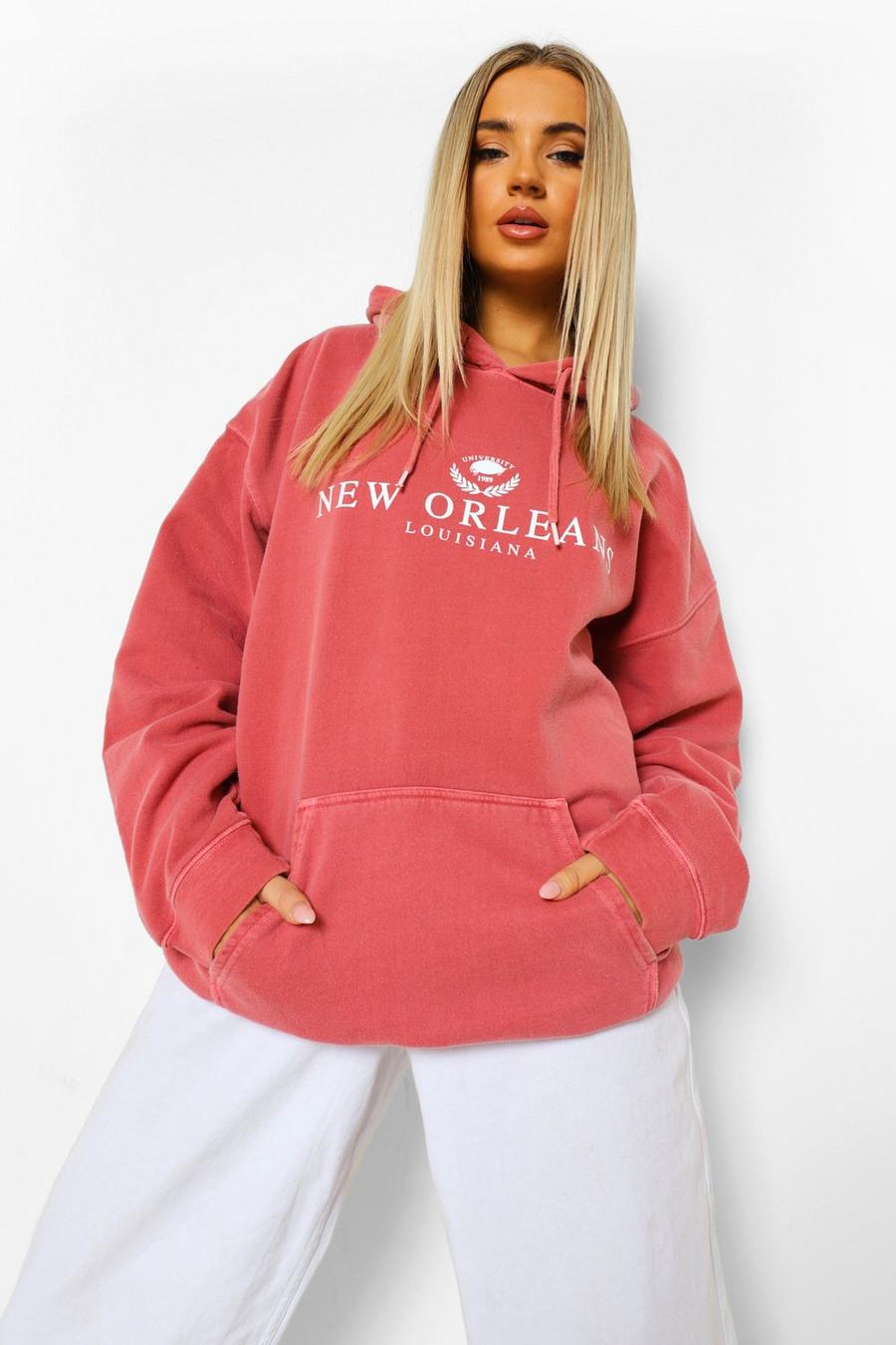 Rust New Orleans Oversized Overdyed Hoodie image number 1