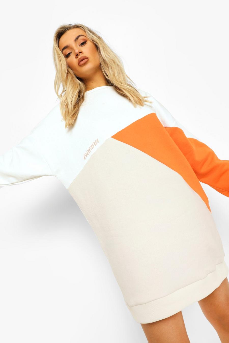 Robe sweat oversize color block Woman, Stone image number 1