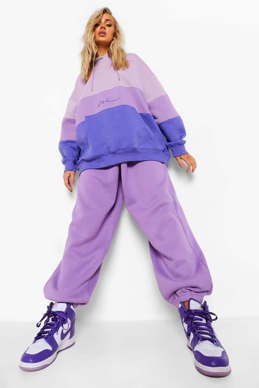 Lilac Woman Colour Block Oversized Hoodie image number 1