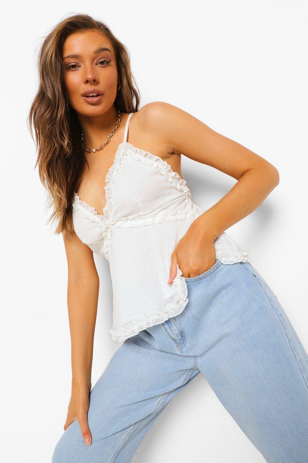 Dobby Ruffle Camisole | boohoo