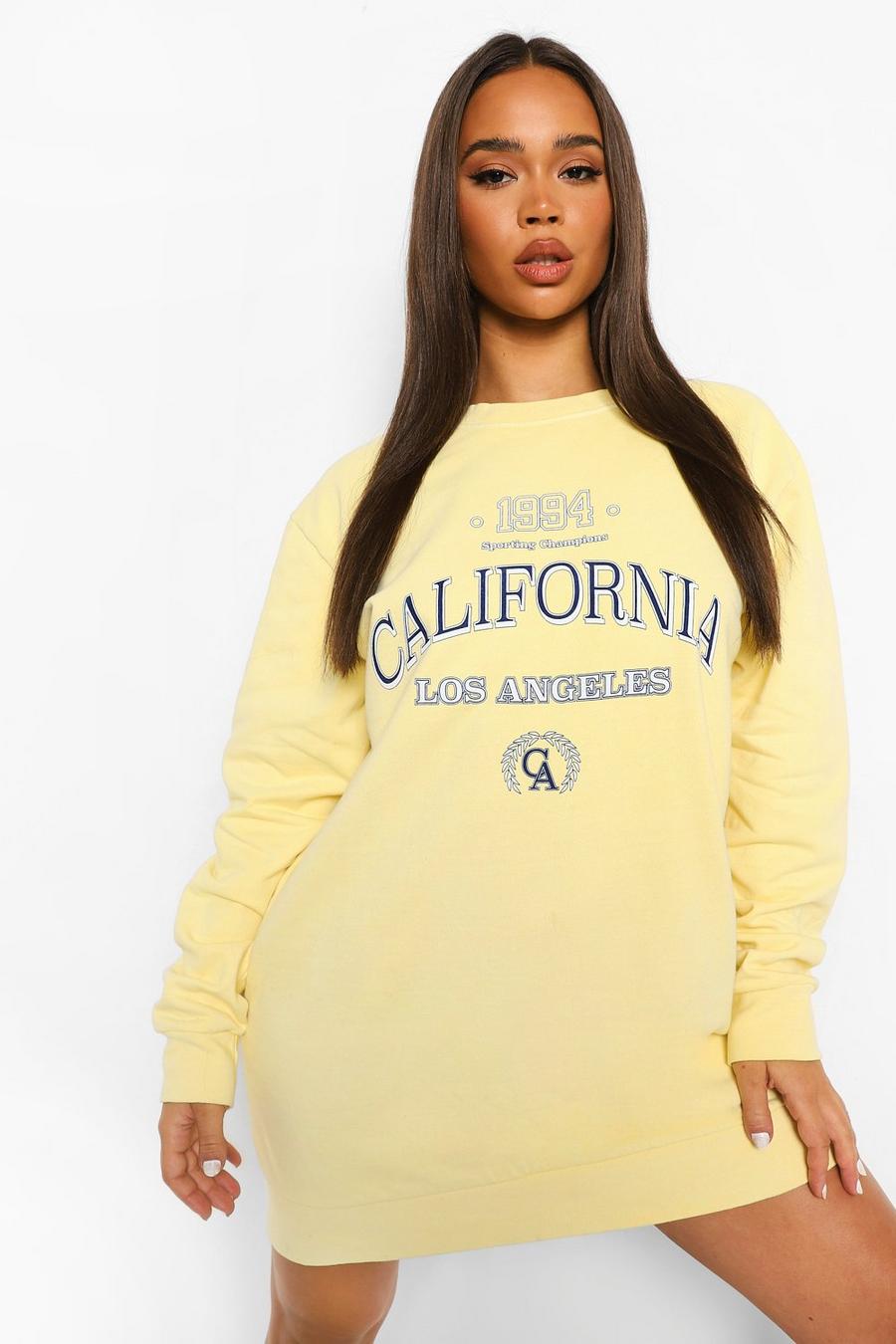 Lemon California Slogan Washed Sweater Dress image number 1