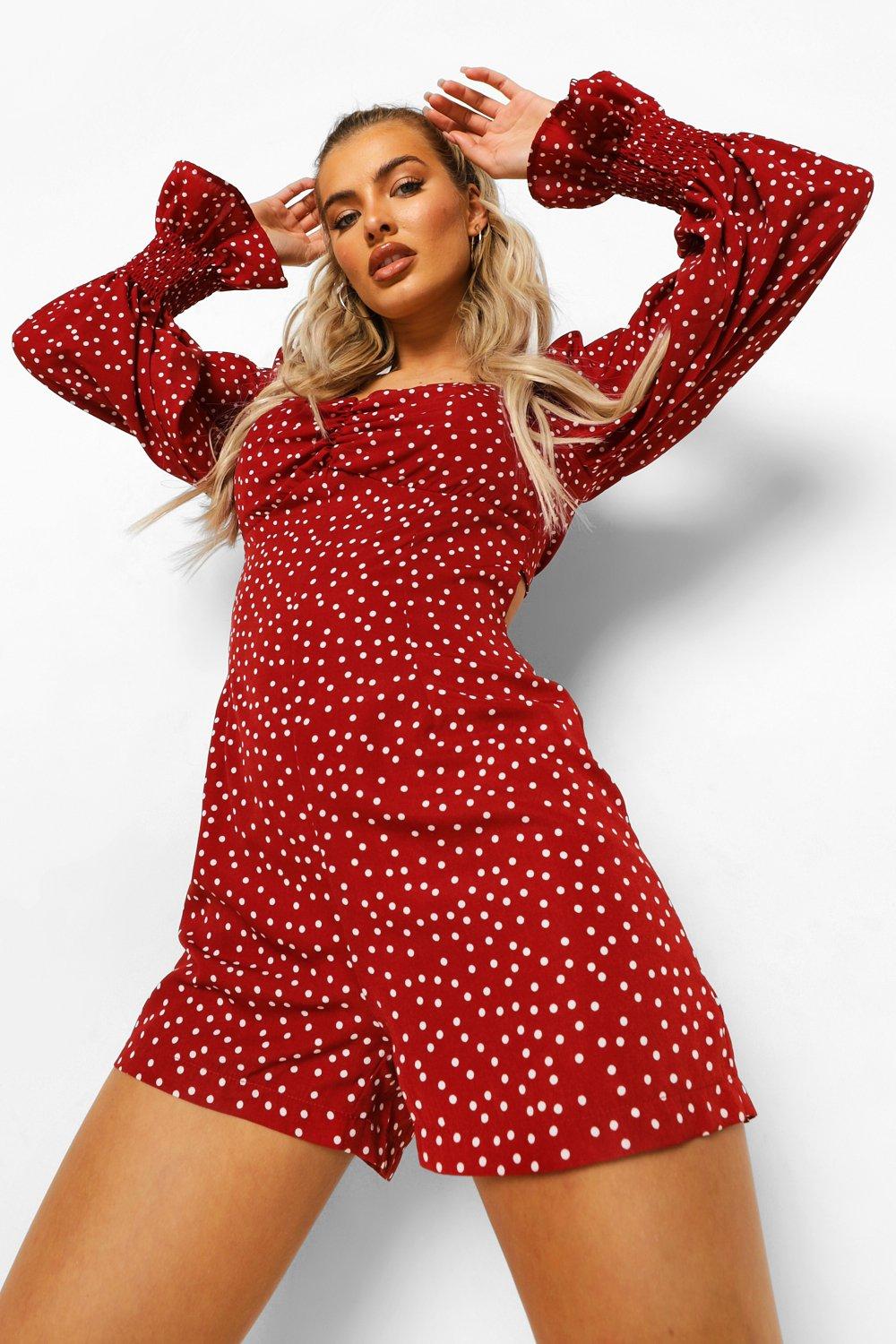 Boohoo polka cheap dot playsuit