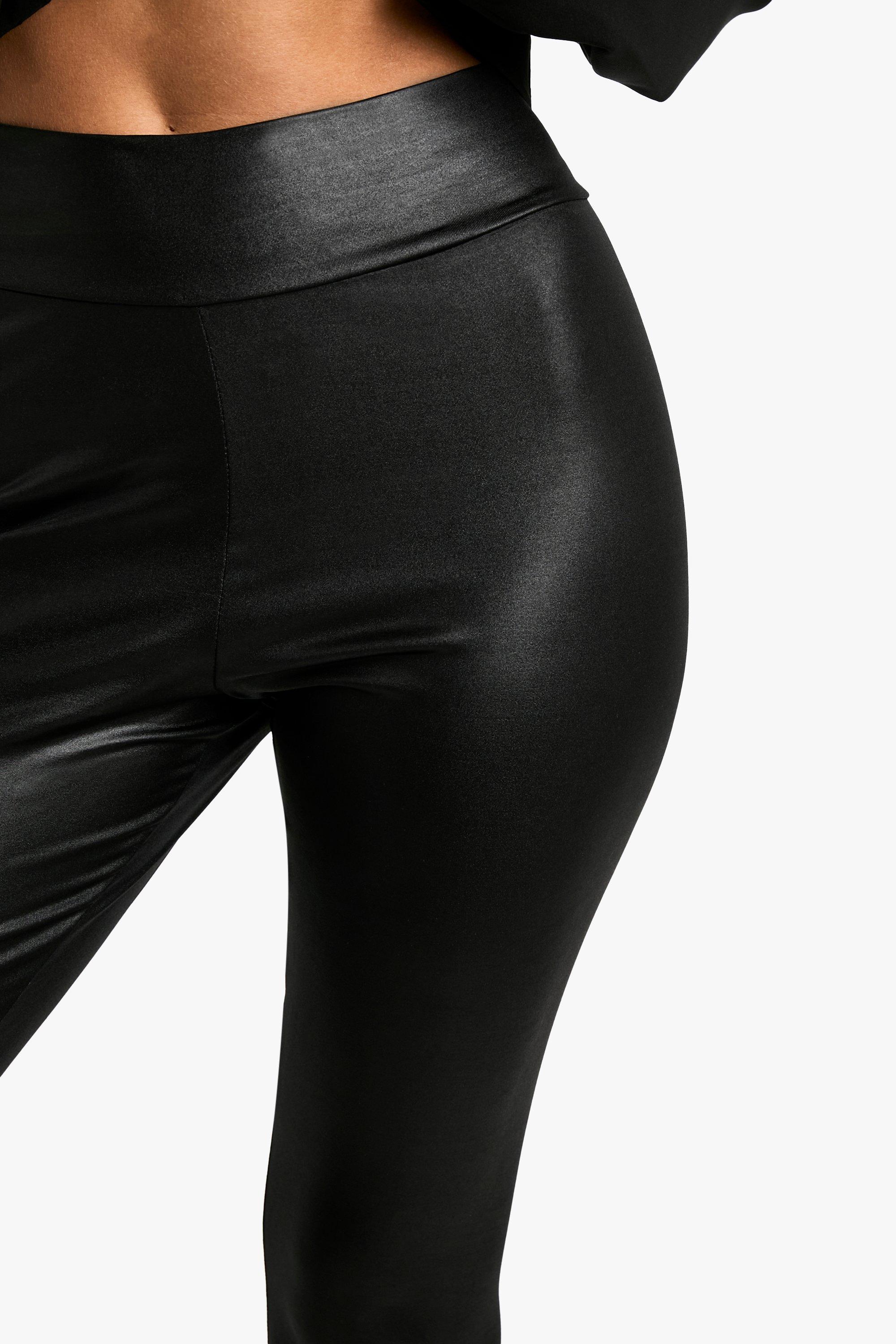 Women's Waist Cinching Leather Look Leggings | Boohoo UK