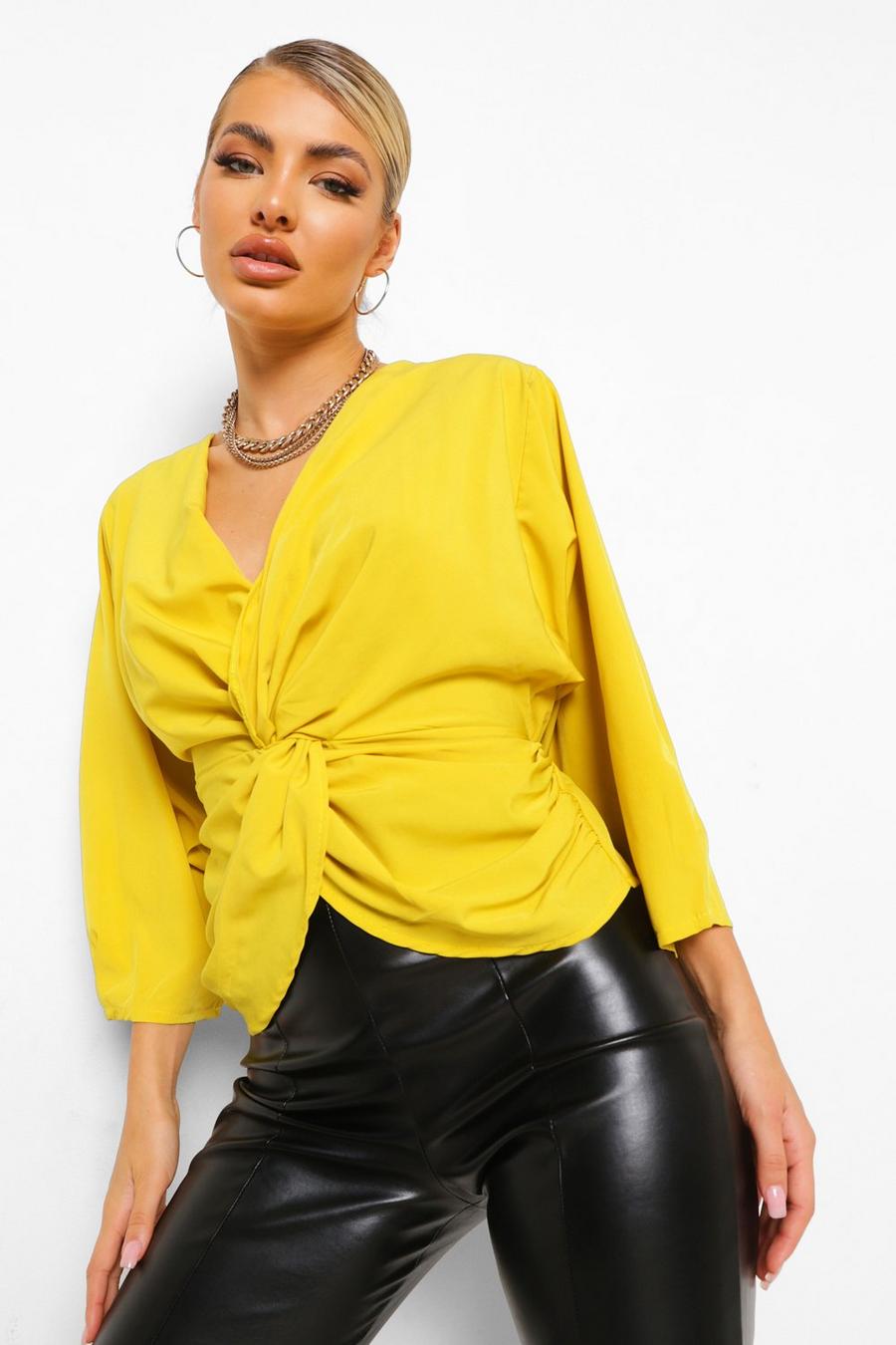 Chartreuse Opgeknoopte Blouse image number 1