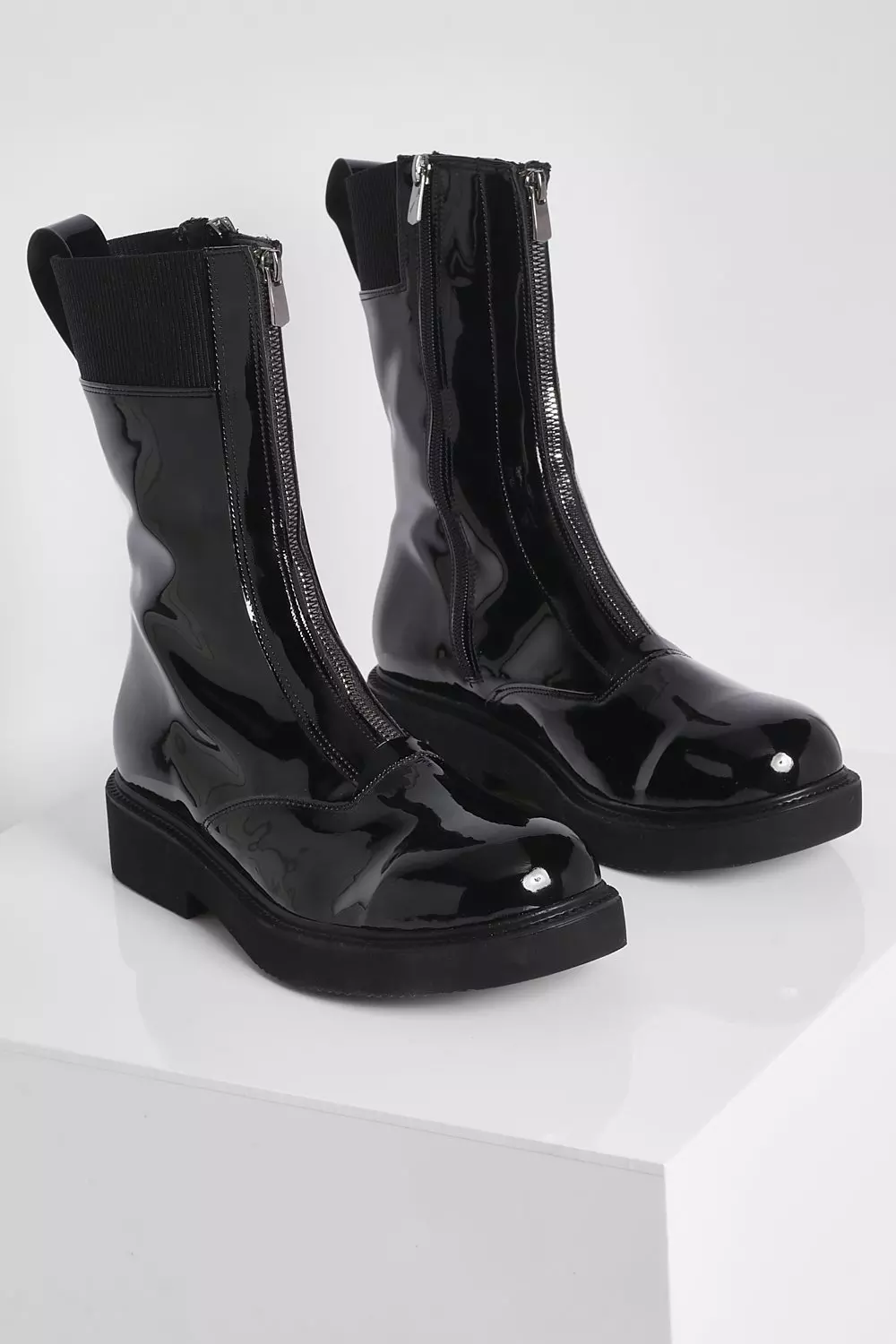 Patent biker outlet boots