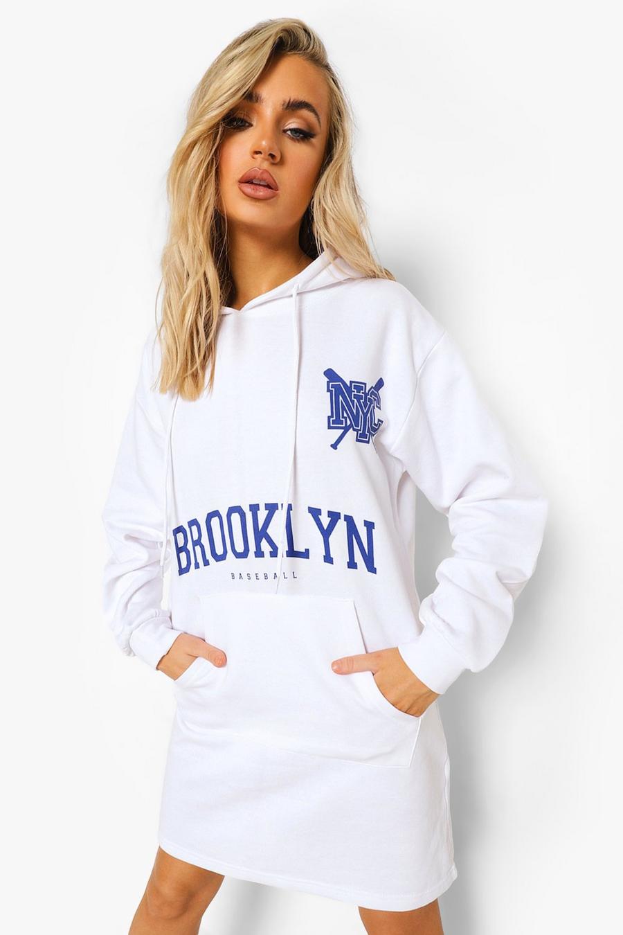 White Brooklyn Oversized Hoodie Dress image number 1