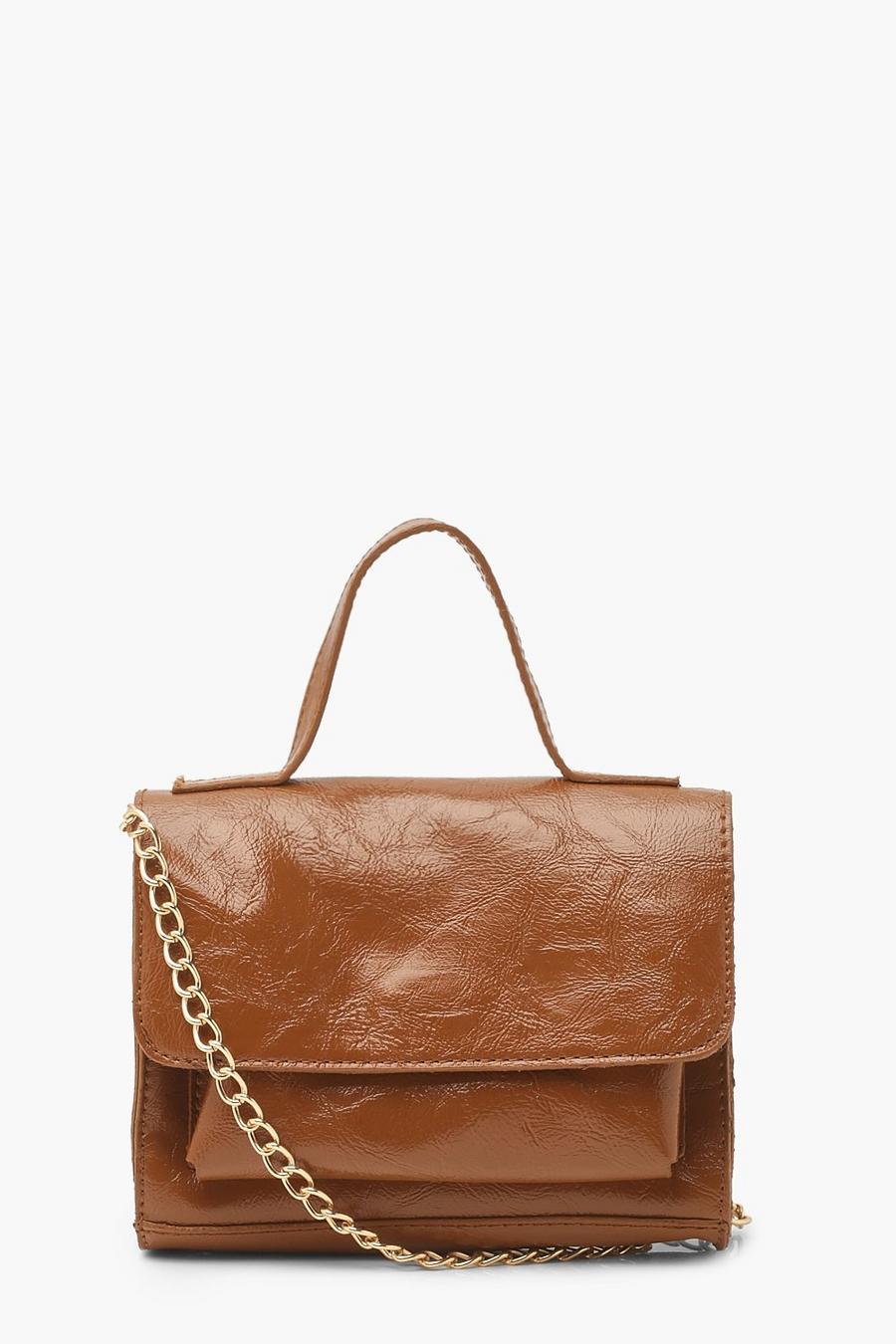 Mini borsa a tracolla in vernice con doppia tasca image number 1