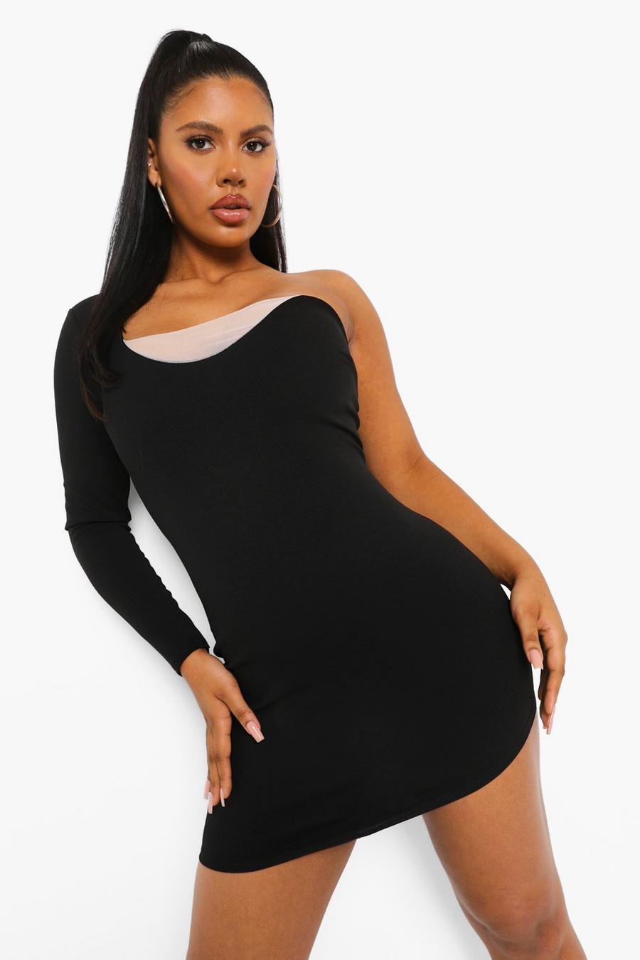 Black negro One Shoulder Side Split Mini Dress