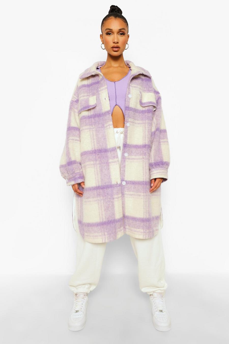 Lilac Lila Oversized Long Line Tussenjas Met Capuchon image number 1