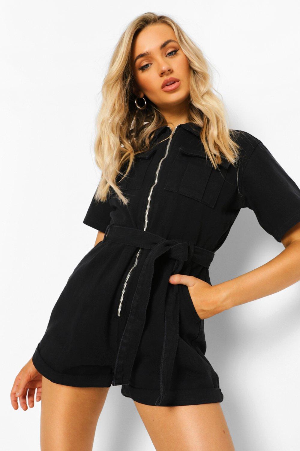 Black store denim playsuit