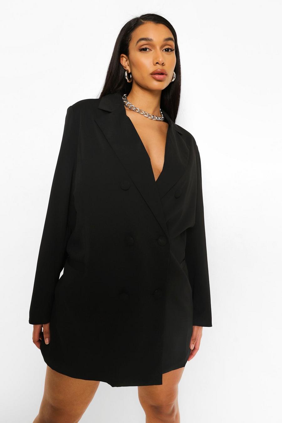 Black Oversized Tailored Blazer Dress image number 1