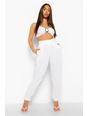Ivory white Linen Pleat Front Relaxed Pants